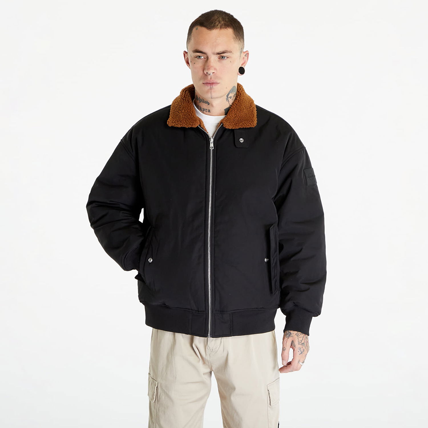 Bomber bunda CALVIN KLEIN Jeans Reversible Sherpa Bomber Jacket Black/ Brown Čierna | J30J324123 BEH, 0