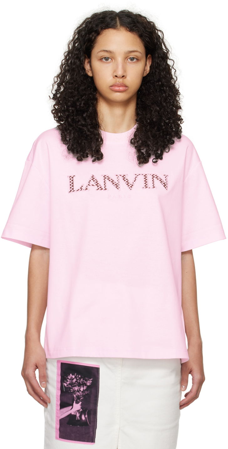 Tričko LANVIN Oversized Embroidered Curb T-Shirt Ružová | RW-TS0022-J207-P24