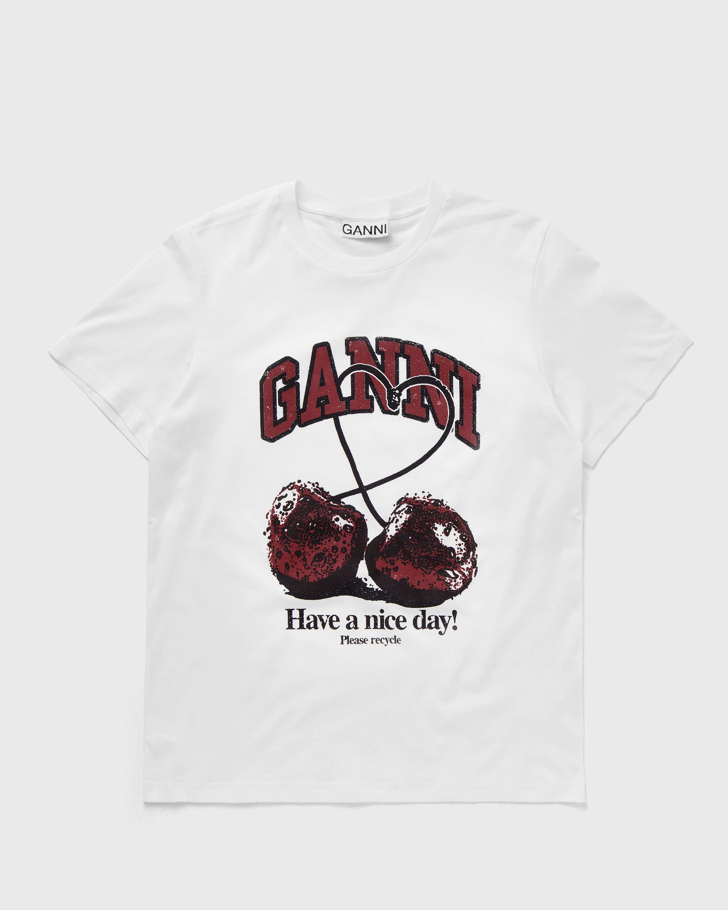 Tričko GANNI Basic Jersey Cherry Relaxed Tee Biela | T3860-151, 0