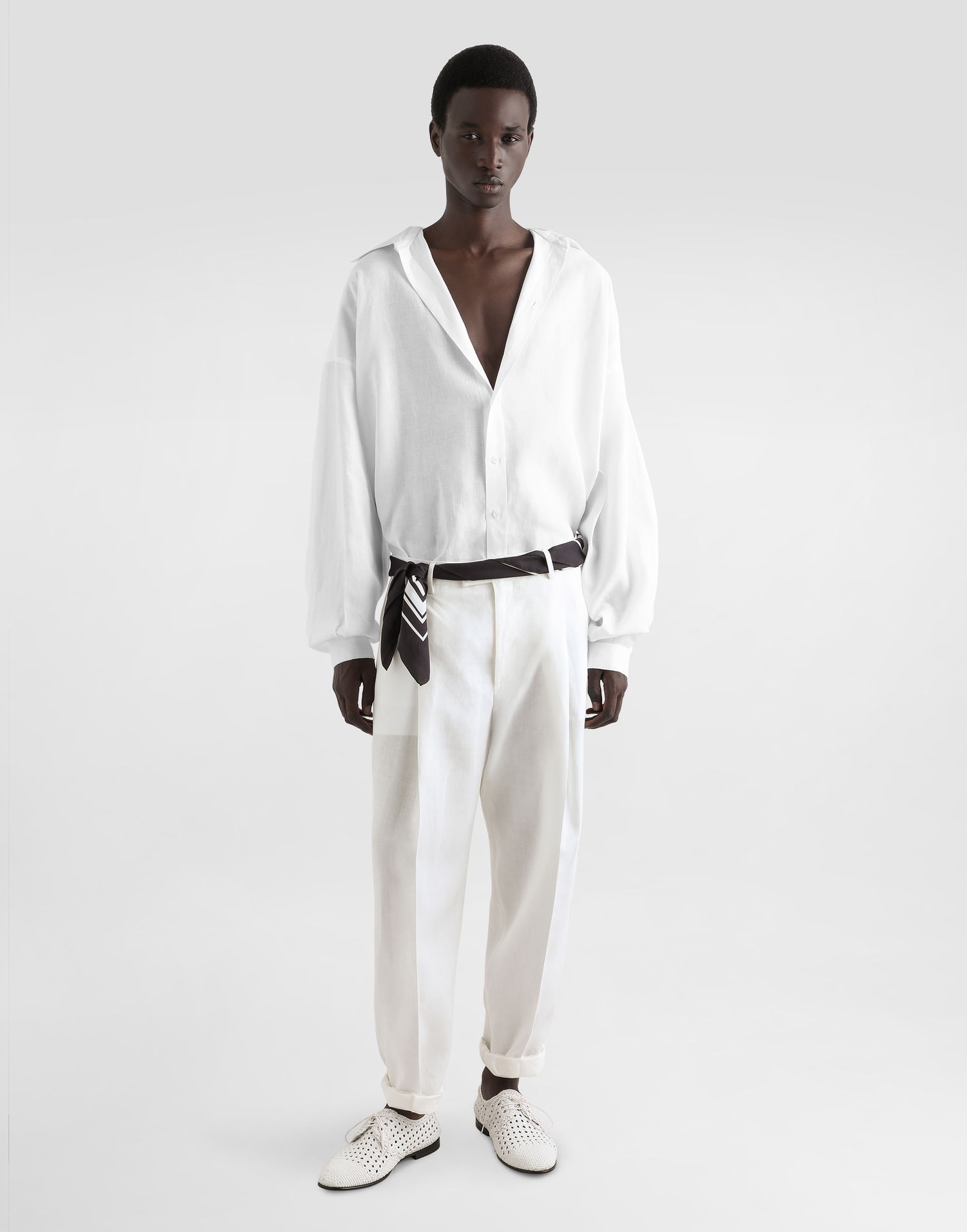 Košeľa Dolce & Gabbana Dolce & Gabbana Long-Sleeved Linen Shirt Biela | G5NE2TFU4JBW0800, 1