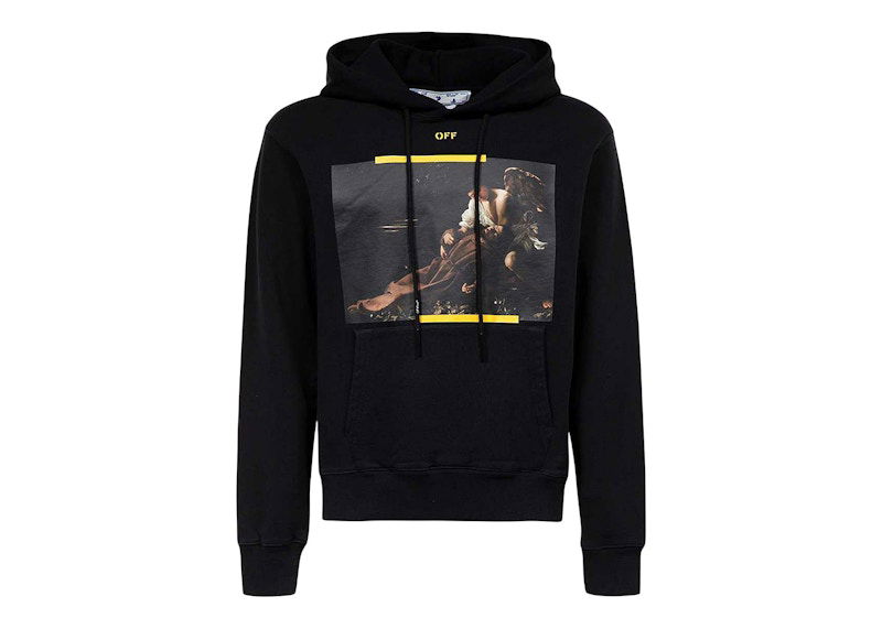 Mikina Off-White Arrow Caravaggio St. Fran Slim Hoodie Black/Yellow/Multi Čierna | OMBB097C99FLE0161001