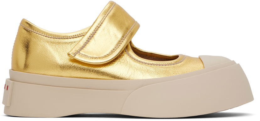 Oblečenie Marni Marni Leather Mary Jane Ballerinas Žltá | SNZW003120 PR695