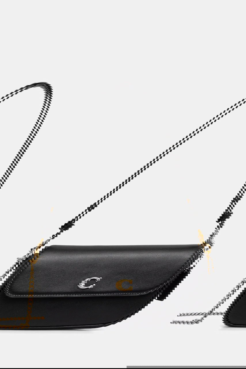 Taška cez rameno Coach Brook Leather Flap Shoulder Bag Čierna | CAN90, 0