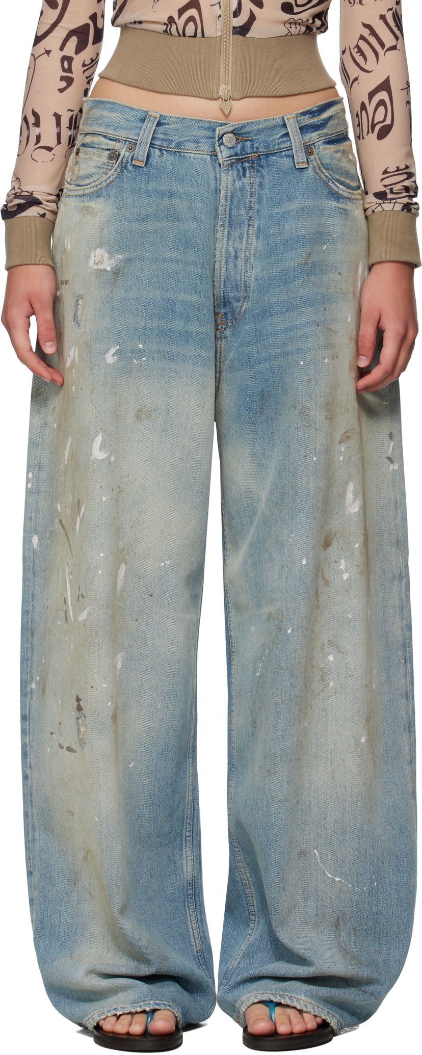 Džínsy Acne Studios Acne Studios U Paint Splatter Jeans Modrá | C00091-