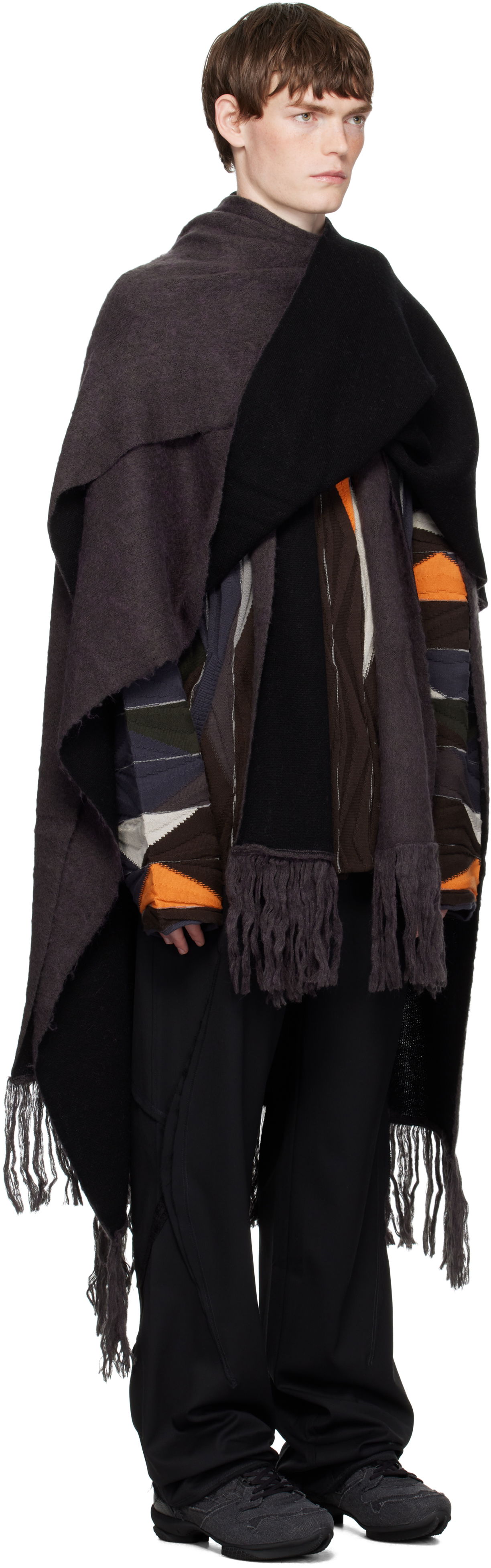 Šál KIKO KOSTADINOV Kiko Kostadinov Tarr Fringed Throw Scarf Šedá | KKAW25KN07-110, 1
