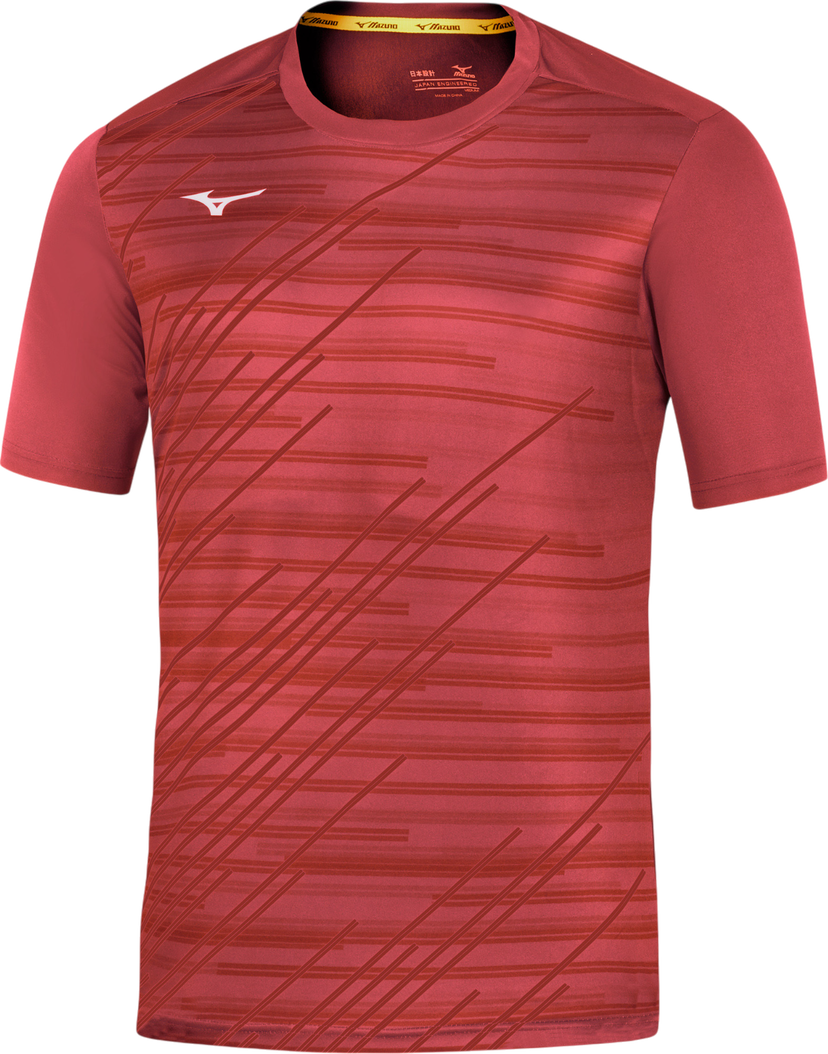 Tričko Mizuno Chiba Abstract Striped Short Sleeve T-Shirt Červená | 62eaa505-62