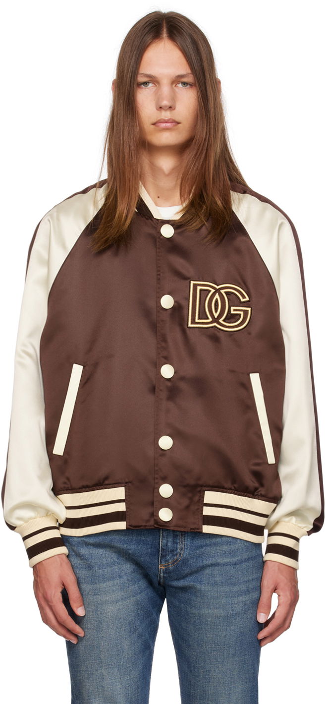 Brown & White 'D&G' Bomber Jacket