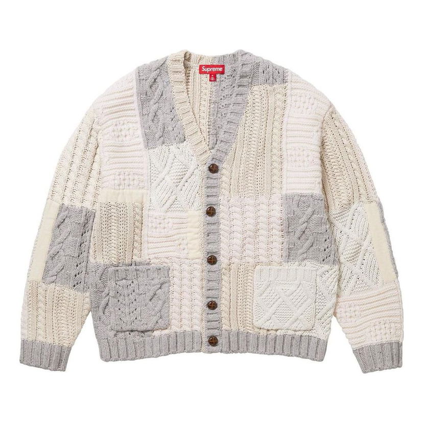 Sveter Supreme Patchwork Cable Knit Cardigan Šedá | SUP-FW23-072
