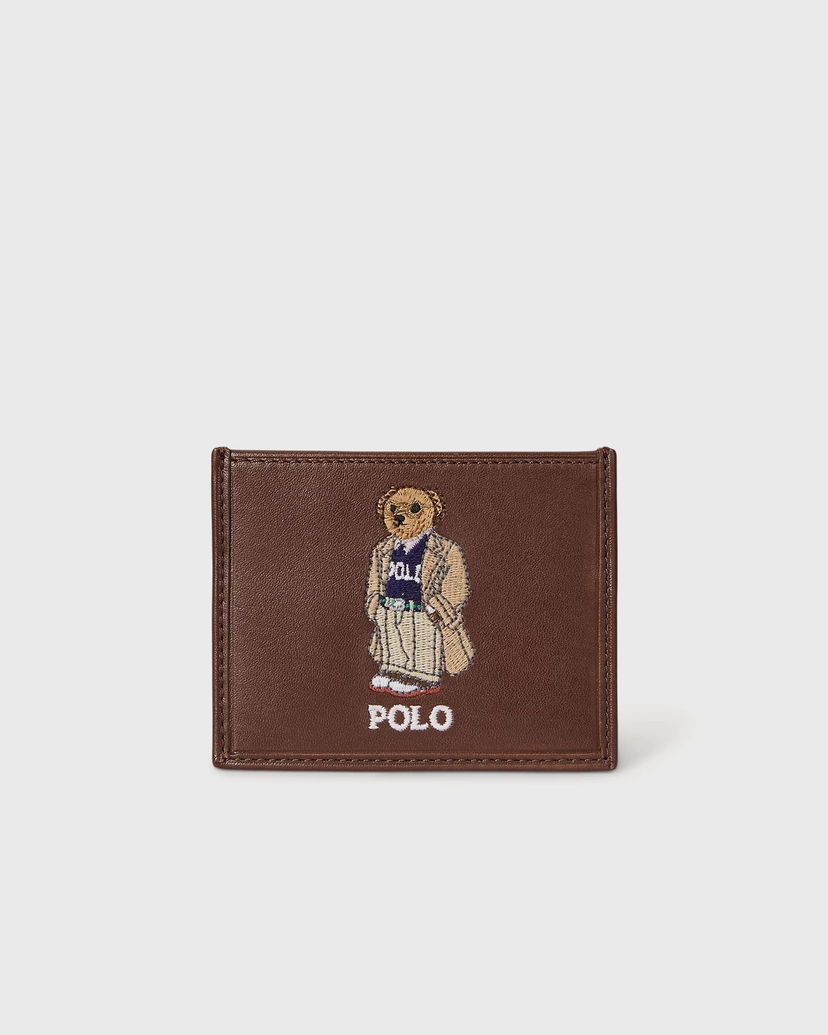 Peňaženka Polo by Ralph Lauren Polo Bear Embroidered Card Case Hnedá | 405978047001