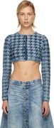 M-Hella Textured Houndstooth Cropped Cardigan