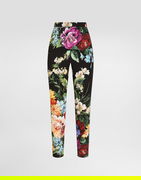 Dolce & Gabbana Charmeuse Flower Bouquet-Print Pants