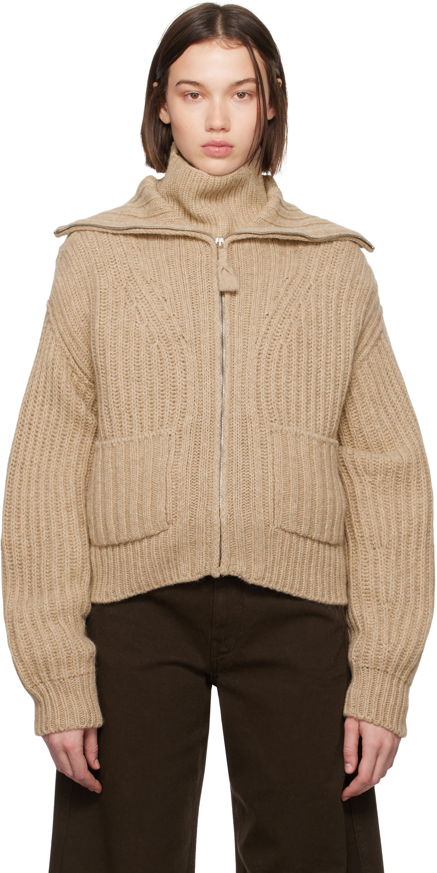 Sveter LEMAIRE LEMAIRE Trucker Collar Cardigan Béžová | TO1263 LK1029, 0