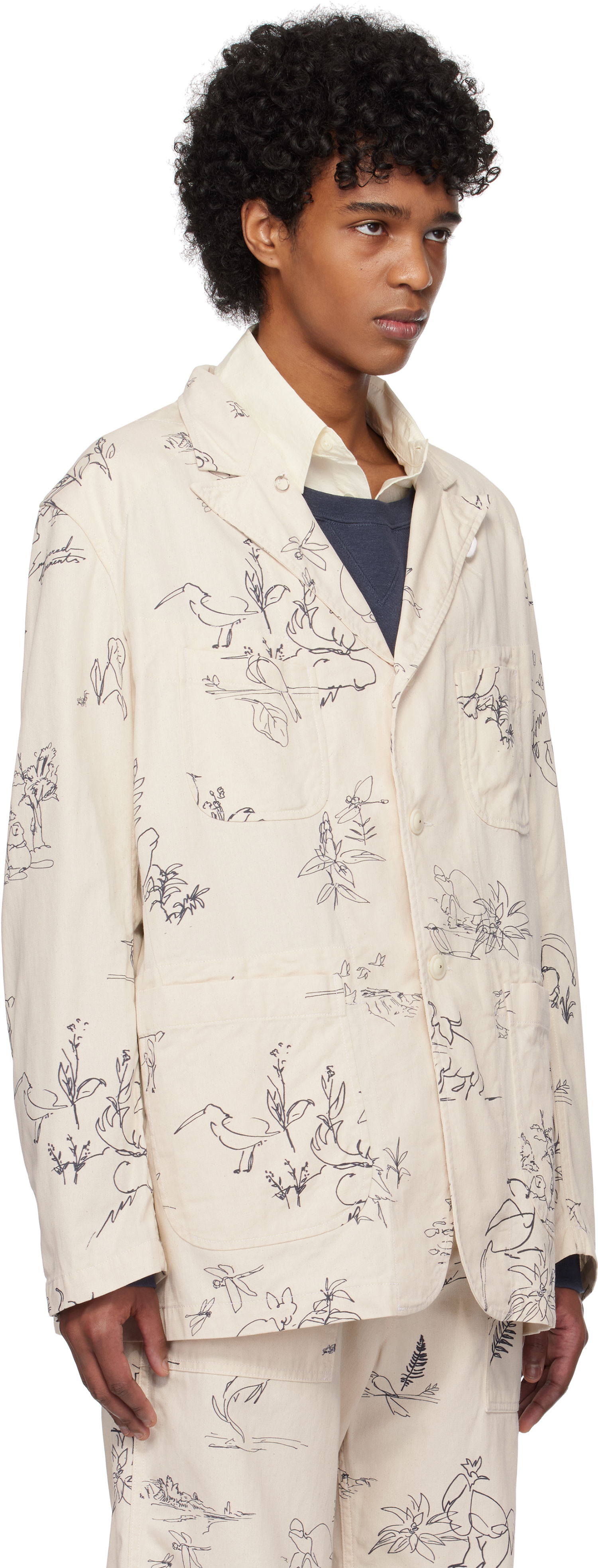 Bunda Engineered Garments Engineered Garments Bedford Printed Blazer Béžová | 25S1D005, 1