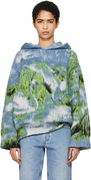 Attico Swan Print Knit Hoodie