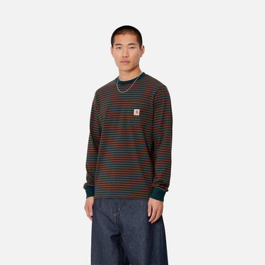 Košeľa Carhartt WIP Striped Long Sleeve T-Shirt With Chest Pocket Hnedá | I033817_7, 0