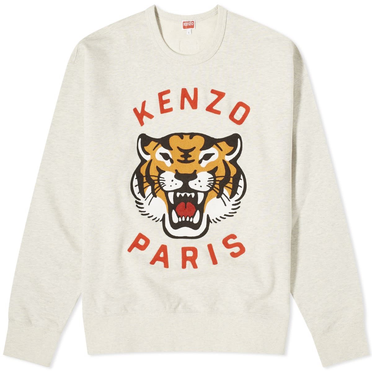 Sveter KENZO Lucky Tiger Crew Sweat Pale Grey Béžová | FE58SW0104MF-93, 0