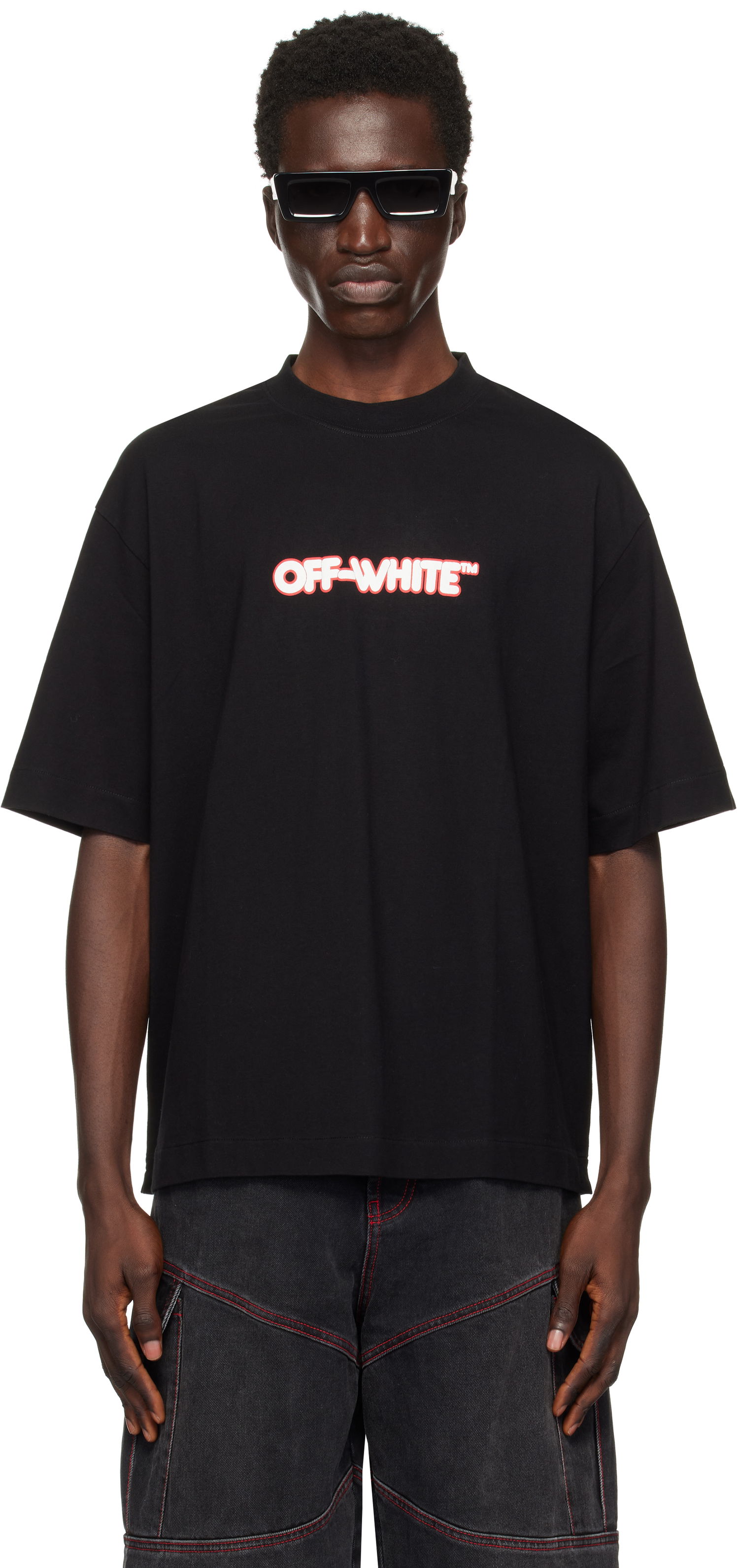 Tričko Off-White Round Logo Skate T-shirt Čierna | OMAA120F24JER00E1001, 0