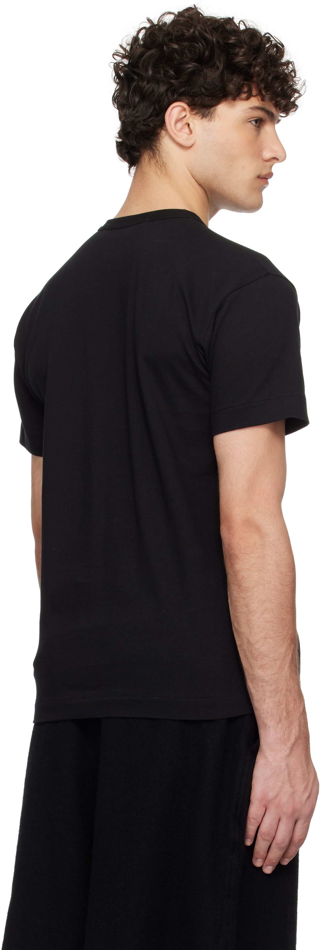 Black T-Shirt with Red Heart Patch