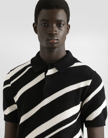 Polo tričko Dolce & Gabbana Dolce & Gabbana Striped Knitted Polo Shirt Čierna | GXZ64TJFMMSN0004, 3
