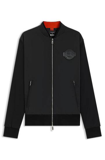Bomber bunda BOSS Porsche x BOSS Cotton-Blend Jersey Jacket Čierna | 50543675