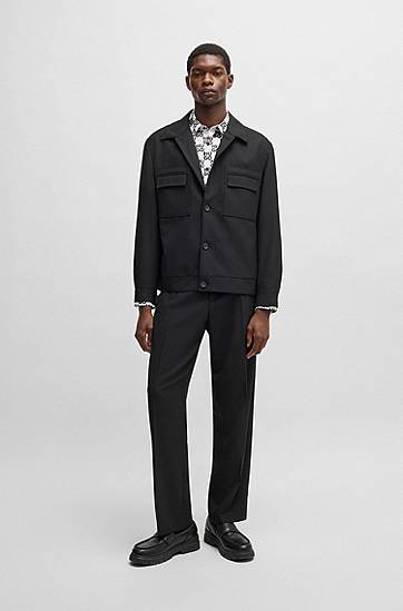 Košeľa BOSS Slim-Fit Cotton Poplin Shirt with Seasonal Print Biela | 50534257, 1