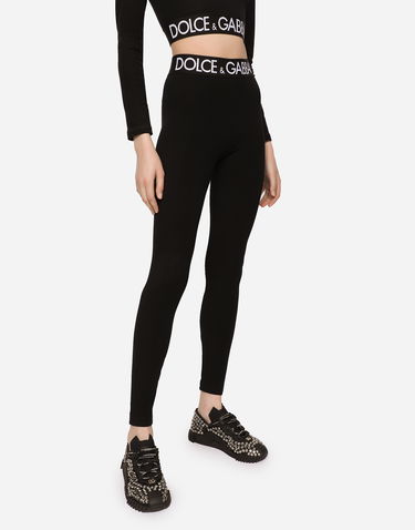 Legíny Dolce & Gabbana Dolce & Gabbana Jersey Leggings With Branded Elastic Čierna | FTB5TTFUGFJN0000, 2