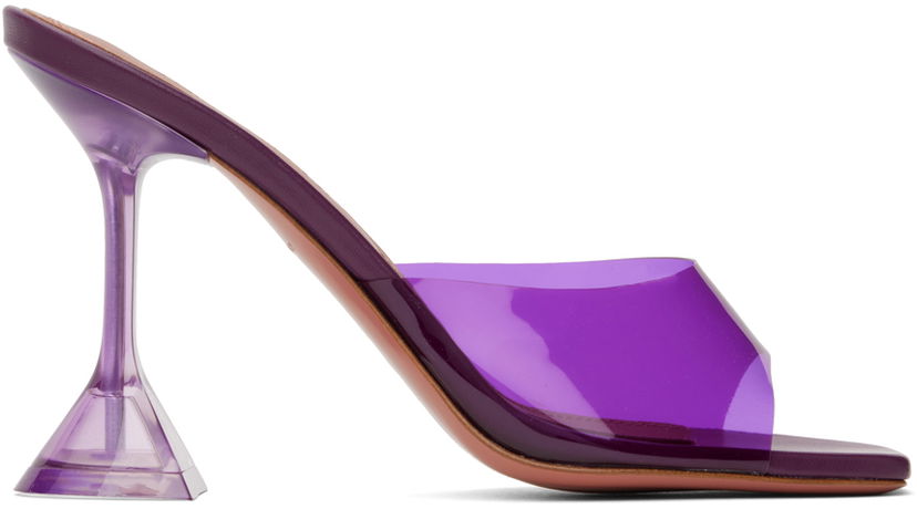 Starostlivosť o obuv Amina Muaddi Amina Muaddi Lupita Glass Slipper Heeled Sandals Fialová | LUPITA GLASS SLIPPER CL PLEXI PV