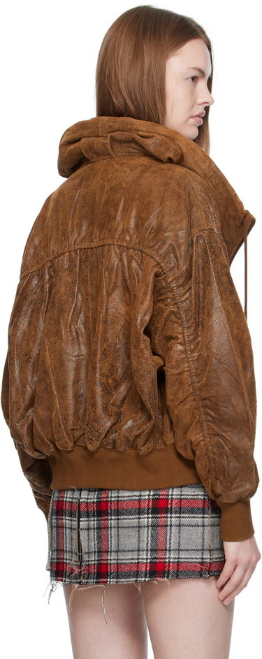 Bomber bunda R13 R13 Shirred Oversized Leather Bomber Jacket Hnedá | R13WR429-R540A, 2