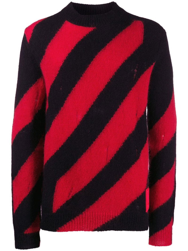 Sveter Off-White Diag Mohair Sweater Červená | OMHE028E19B020022000