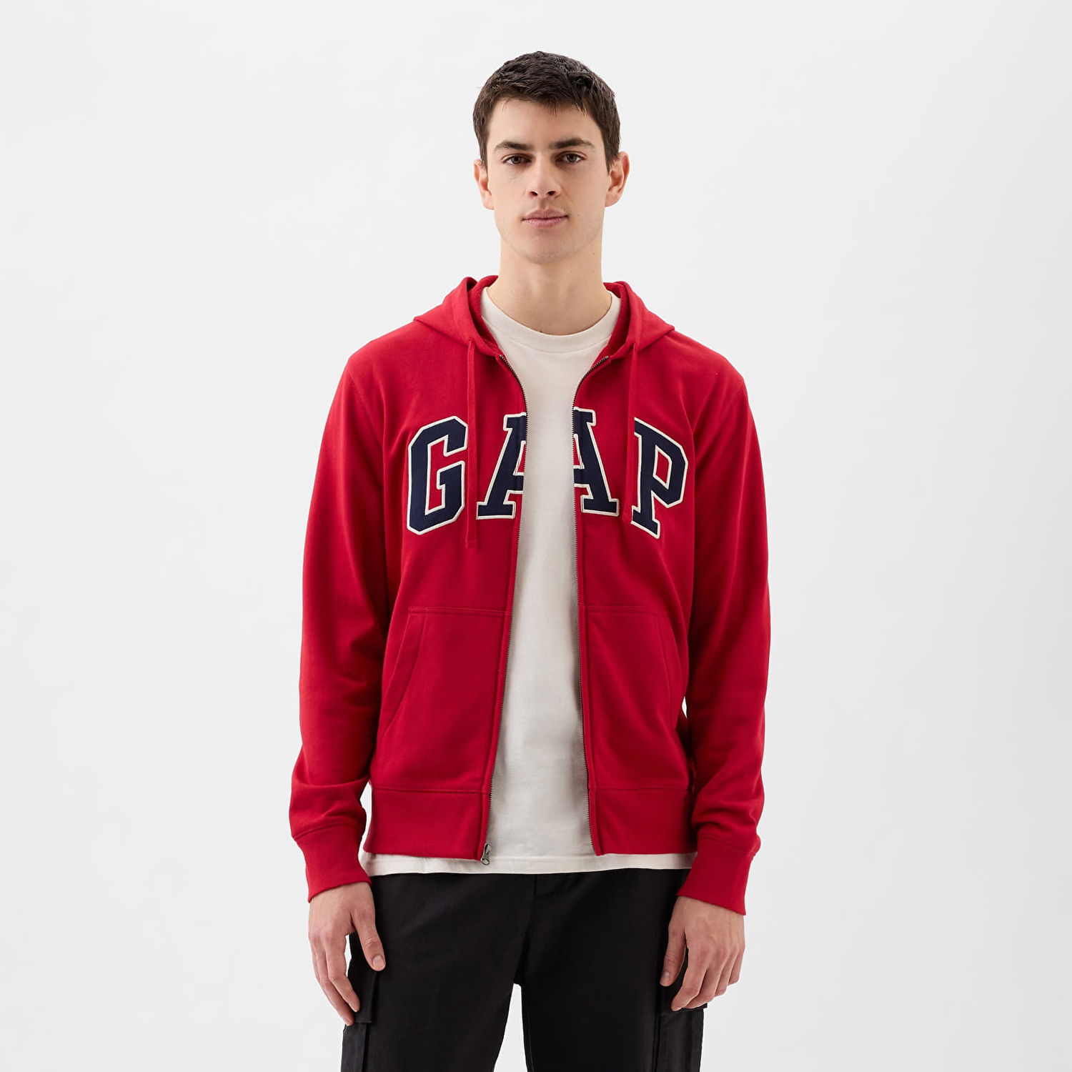 Mikina GAP French Terry Fullzip Logo Hoodie Lasalle Red Červená | 868454-03, 0
