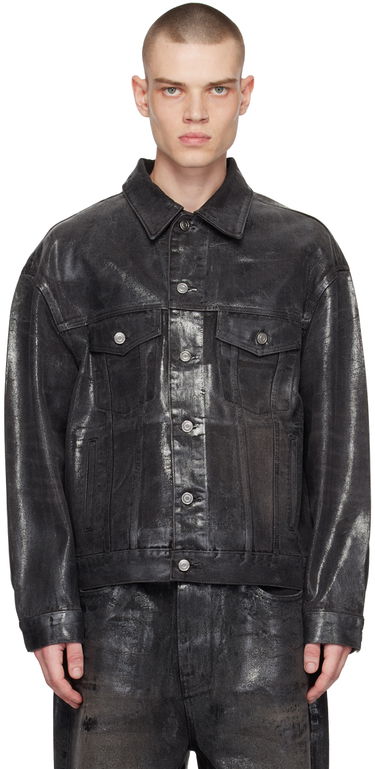 Bunda We11done We11done Foil Coated Trucker Denim Jacket Čierna | WD-DJ1-23-318-U-BK, 0