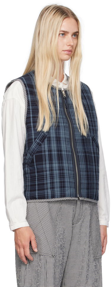 Vesta YMC YMC Jackie Reversible Gilet Vest Modrá | Q5WMB, 3