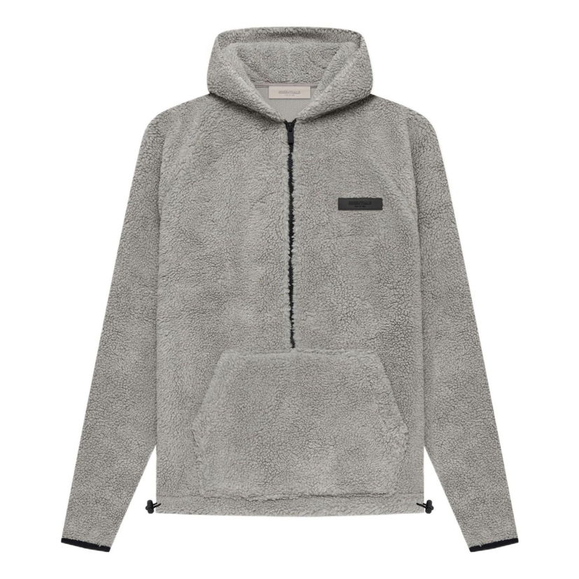 Mikina Fear of God Essentials Polar Fleece Half Zip Hoodie Šedá | FOG-SS22-459