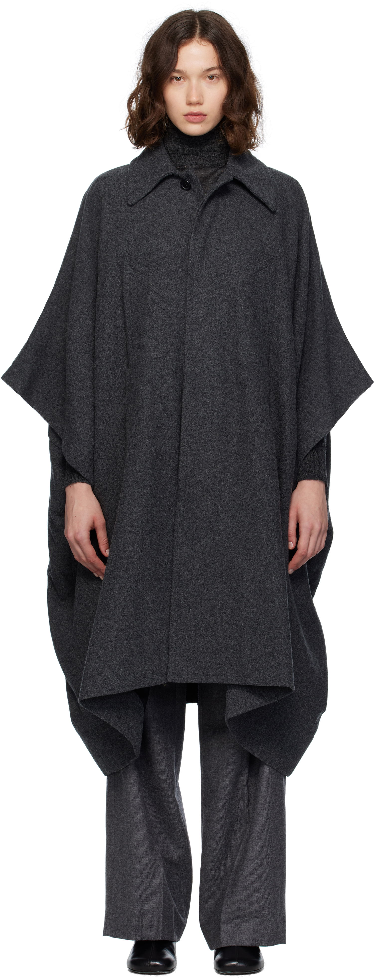 Kabáty Maison Margiela MM6 Maison Margiela Wool Cape Coat Šedá | S52AH0083 M35473, 0