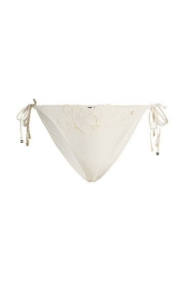 Plavky BOSS Tie-Side Bikini Bottoms with Embroidered Details Biela | 50540571, 0