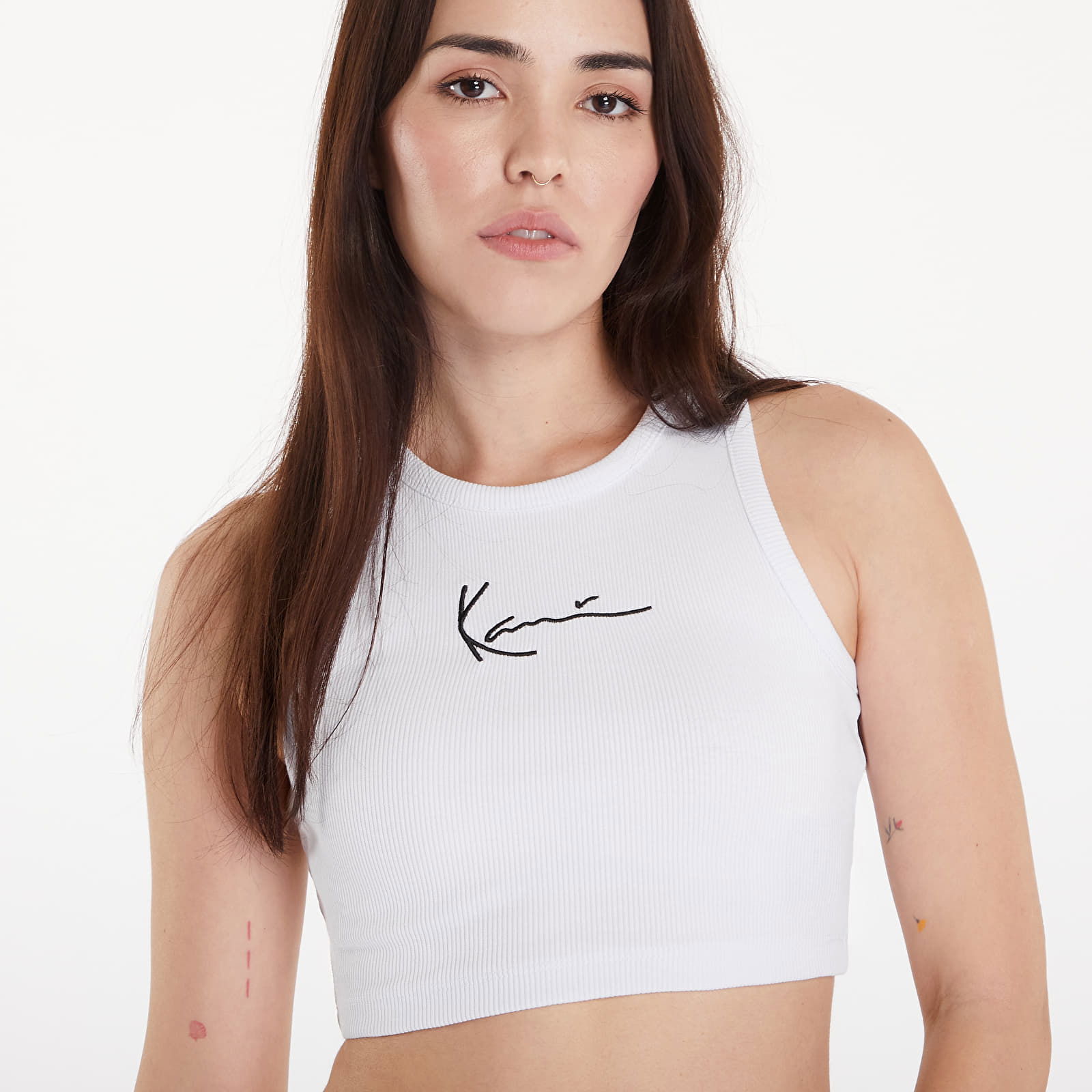 Top Small Signature Essential Racer Rib Top White