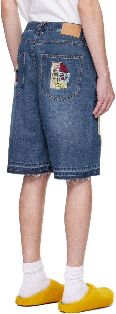Šortky KidSuper KidSuper Boy & Girl Doodles Patchwork Shorts Modrá | SS25-PT-09, 2
