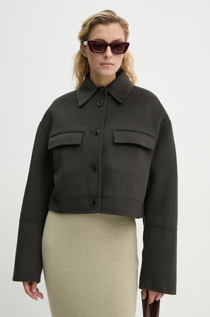 Bunda Nanushka Oversized Cropped Wool Jacket Zelené | NW24PFSG27197, 0