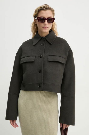 Bunda Nanushka Oversized Cropped Wool Jacket Zelené | NW24PFSG27197, 0