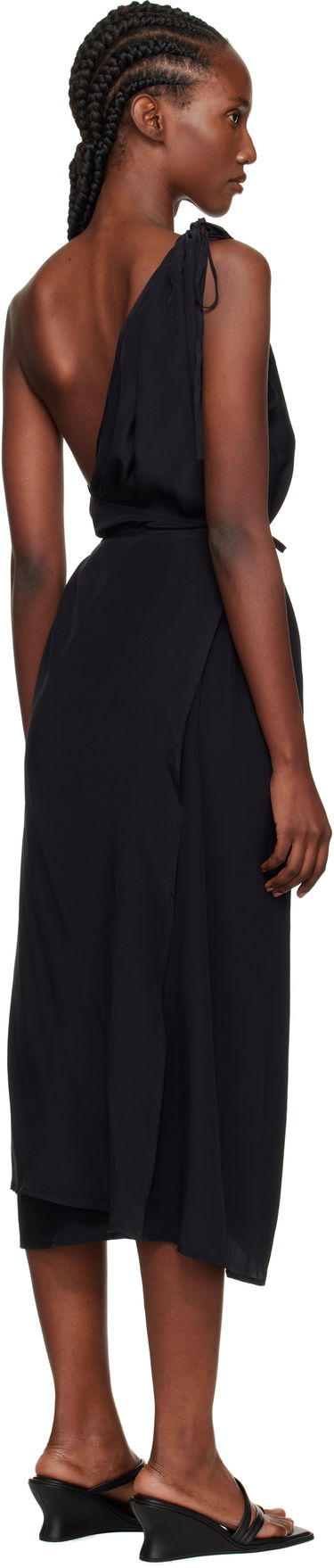 Šaty Baserange Baserange One-Shoulder Midi Dress Čierna | DRVI-SC-AU25, 2