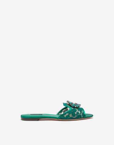 Tenisky a topánky Dolce & Gabbana Lace Crystal Slides Zelené | CQ0023AL1988M072, 0