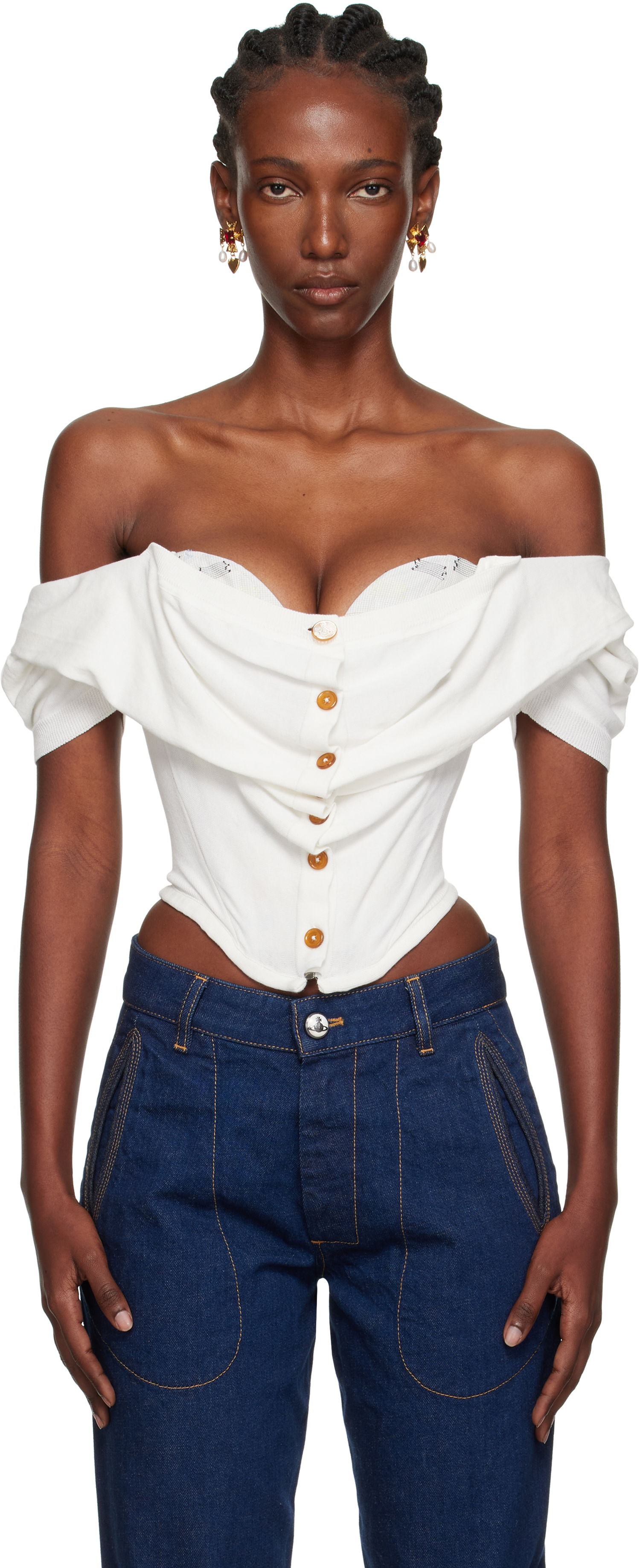 Sveter Vivienne Westwood Vivienne Westwood Bea Corset Cardigan Biela | 18030063-Y003F-, 0