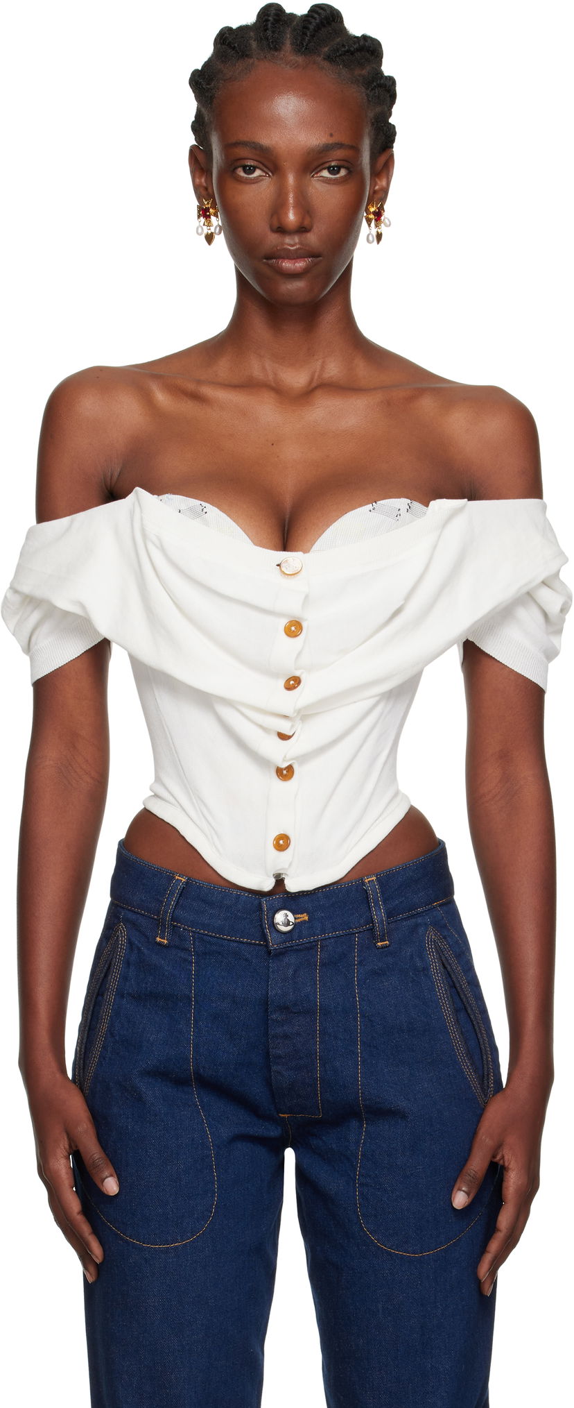 Sveter Vivienne Westwood Vivienne Westwood Bea Corset Cardigan Biela | 18030063-Y003F-