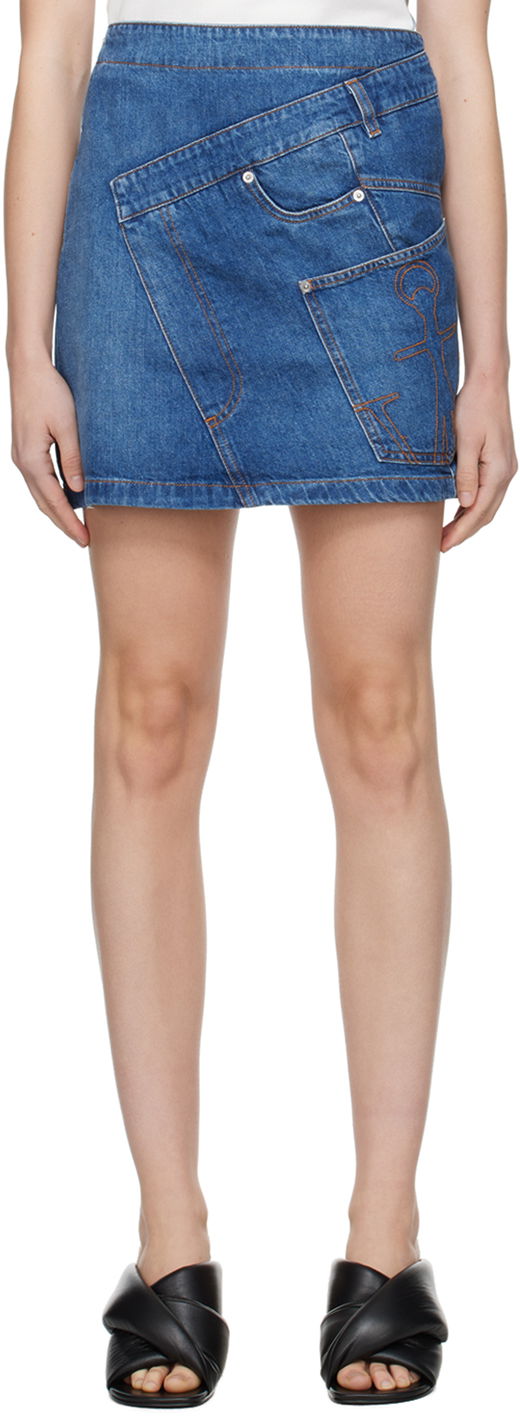 Sukňa JW Anderson Indigo Twisted Denim Miniskirt Modrá | DK0020-PG1499, 0