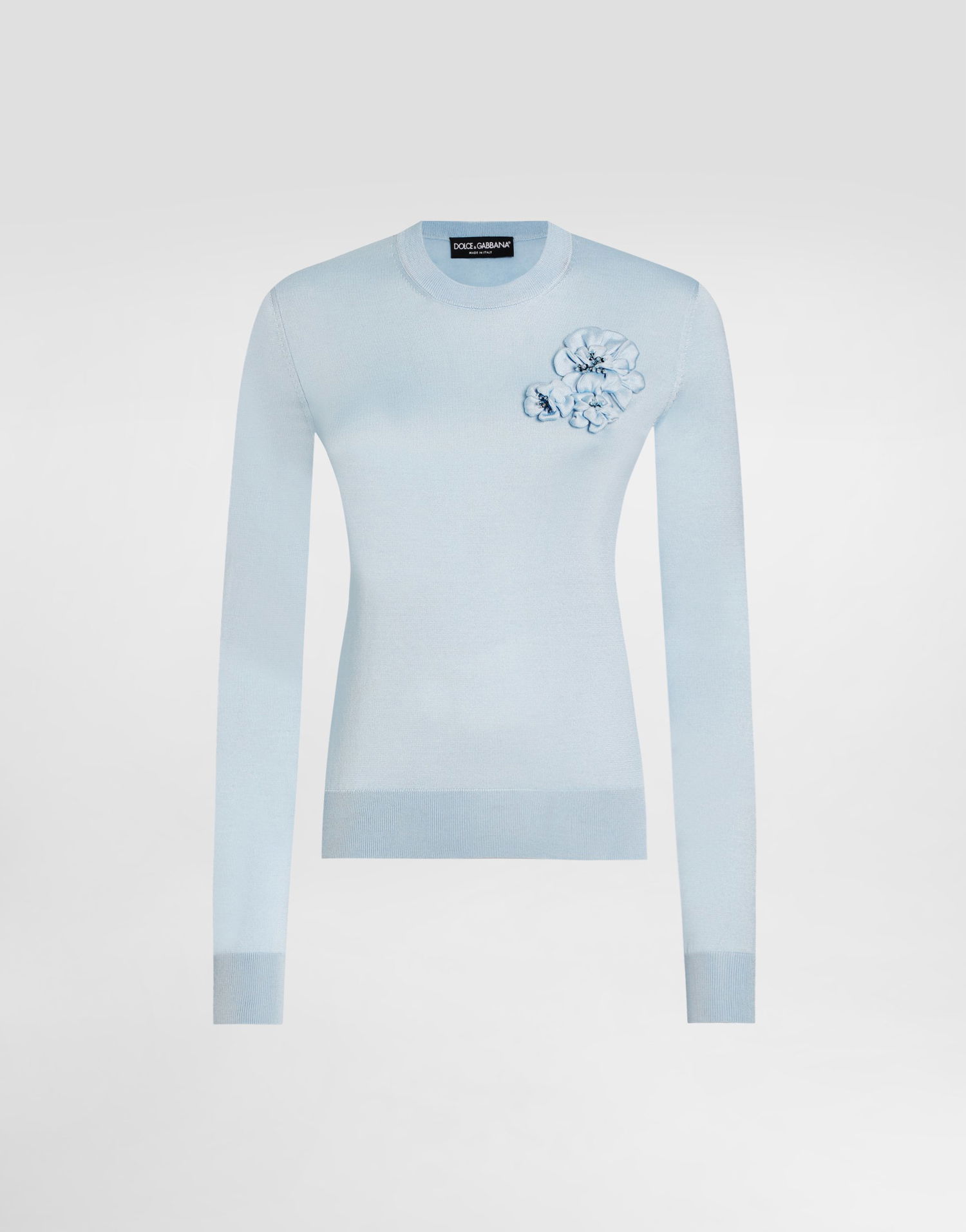 Sveter Dolce & Gabbana Dolce & Gabbana Silk Pullover with Flower Brooch Modrá | FXX48ZJBSO1B1581, 0