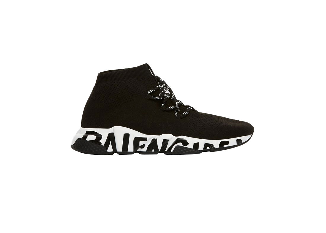 Tenisky a topánky Balenciaga Speed Lace Up Graffiti Black White Čierna | 621611W05GE1015, 0