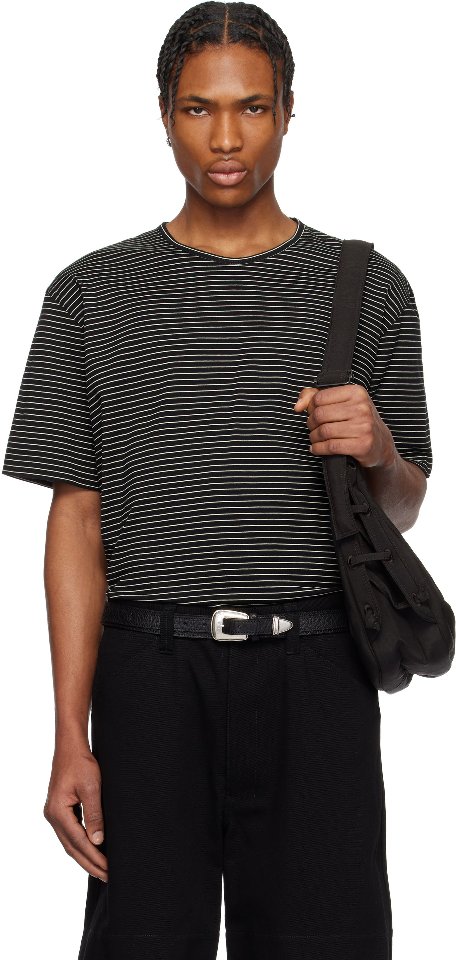 Tričko LEMAIRE LEMAIRE Striped Short Sleeve T-Shirt Čierna | TO1385 LJ1033, 0