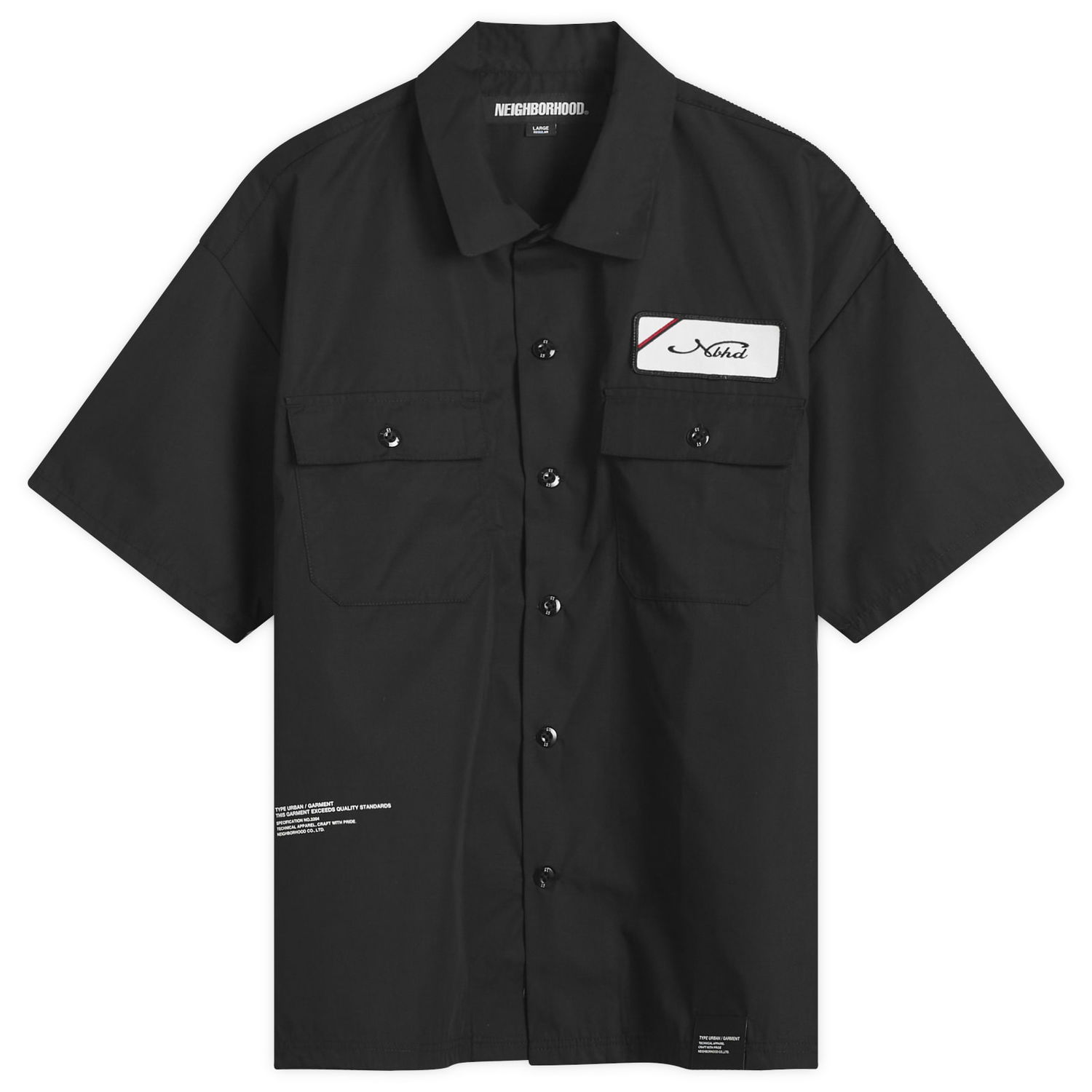 Košeľa Neighborhood Neighborhood Classic Short Sleeve Work Shirt, Size Large Čierna | 251TSNH-SHM02-BLK, 0