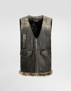 Dolce & Gabbana Vintage Fur Trimmed Leather Vest