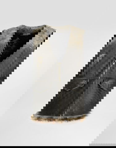 Vesta Dolce & Gabbana Dolce & Gabbana Vintage Fur Trimmed Leather Vest Čierna | F792MLGDDEQM0937, 0